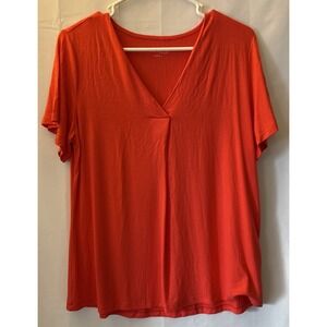 BEAUTIFUL by Laurence Zarian Coral V-Neck Short‎ Sleeve Blouse XS (Fits M)